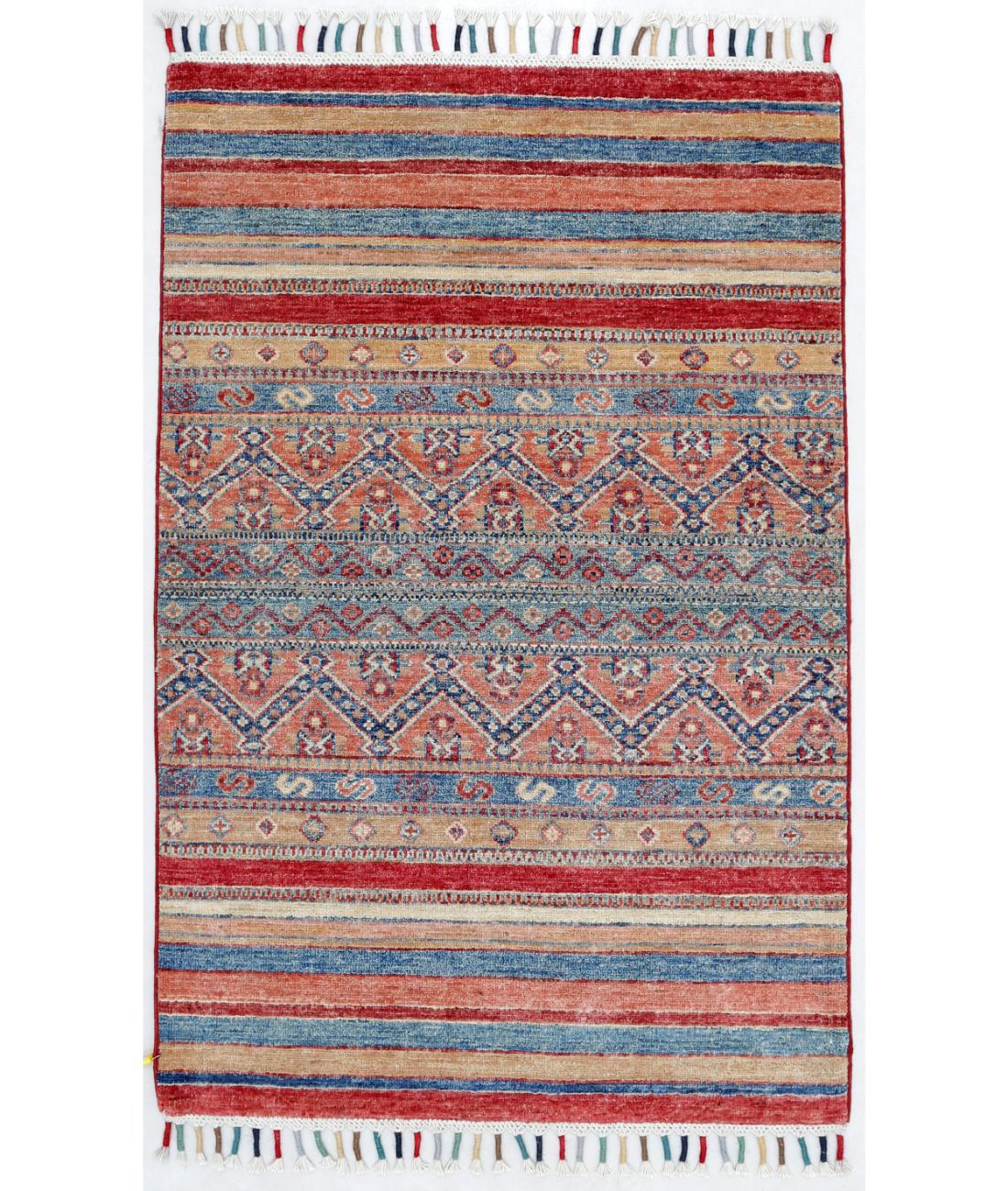 Hand Knotted Khurjeen Wool Rug - 2'7'' x 4'0'' 2' 7" X 4' 0" ( 79 X 122 ) / Multi / Red