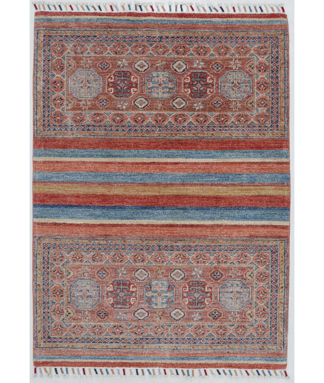 Hand Knotted Khurjeen Wool Rug - 3'6'' x 4'9'' 3' 6" X 4' 9" ( 107 X 145 ) / Multi / Taupe