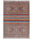 Hand Knotted Khurjeen Wool Rug - 3'6'' x 4'9'' 3' 6" X 4' 9" ( 107 X 145 ) / Multi / Taupe