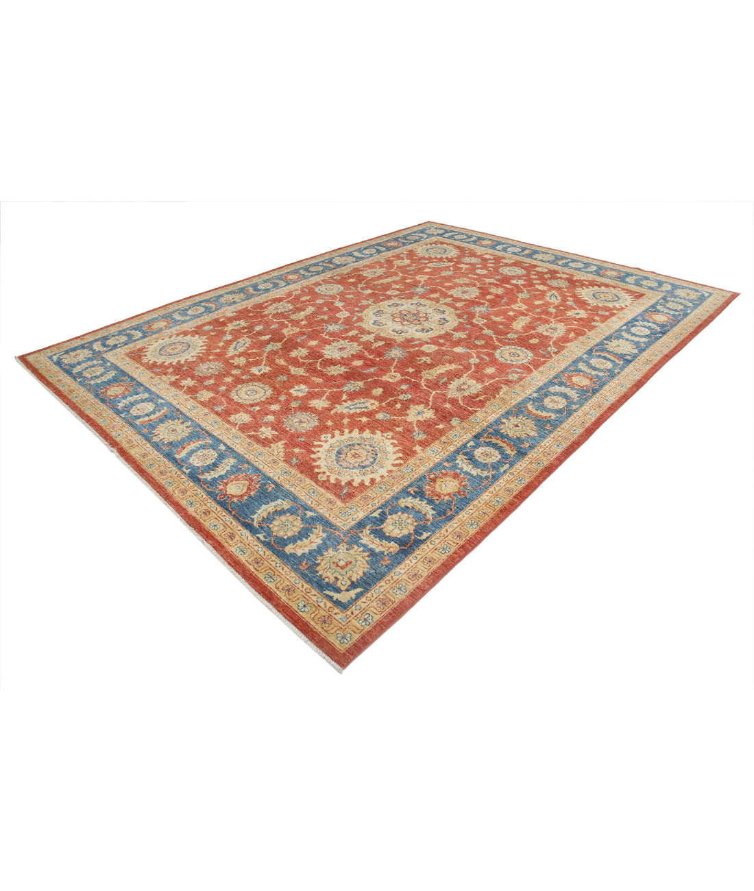 Ziegler 8'10'' X 11'10'' Hand-Knotted Wool Rug 8'10'' x 11'10'' (265 X 355) / Blue / Red