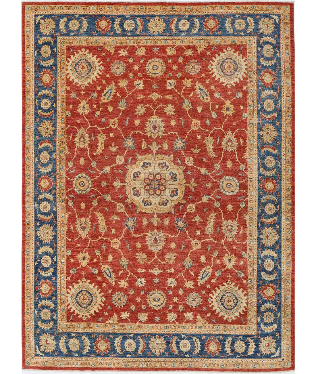 Ziegler 8'10'' X 11'10'' Hand-Knotted Wool Rug 8'10'' x 11'10'' (265 X 355) / Blue / Red