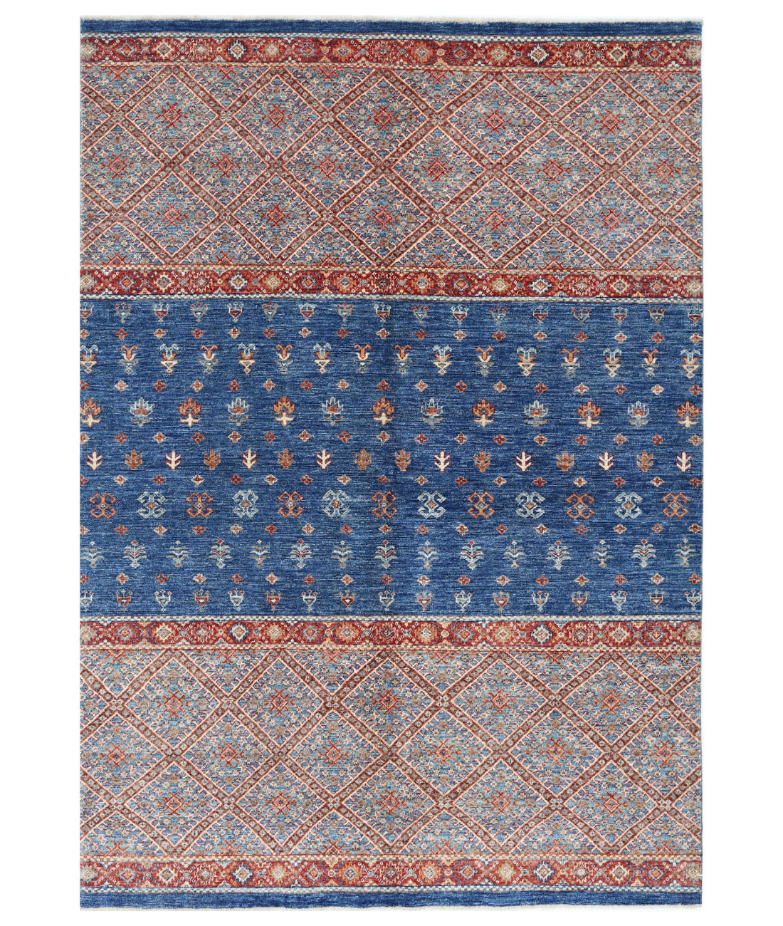 Khurjeen 5'7'' X 8'0'' Hand-Knotted Wool Rug 5'7'' x 8'0'' (168 X 240) / Blue / Blue