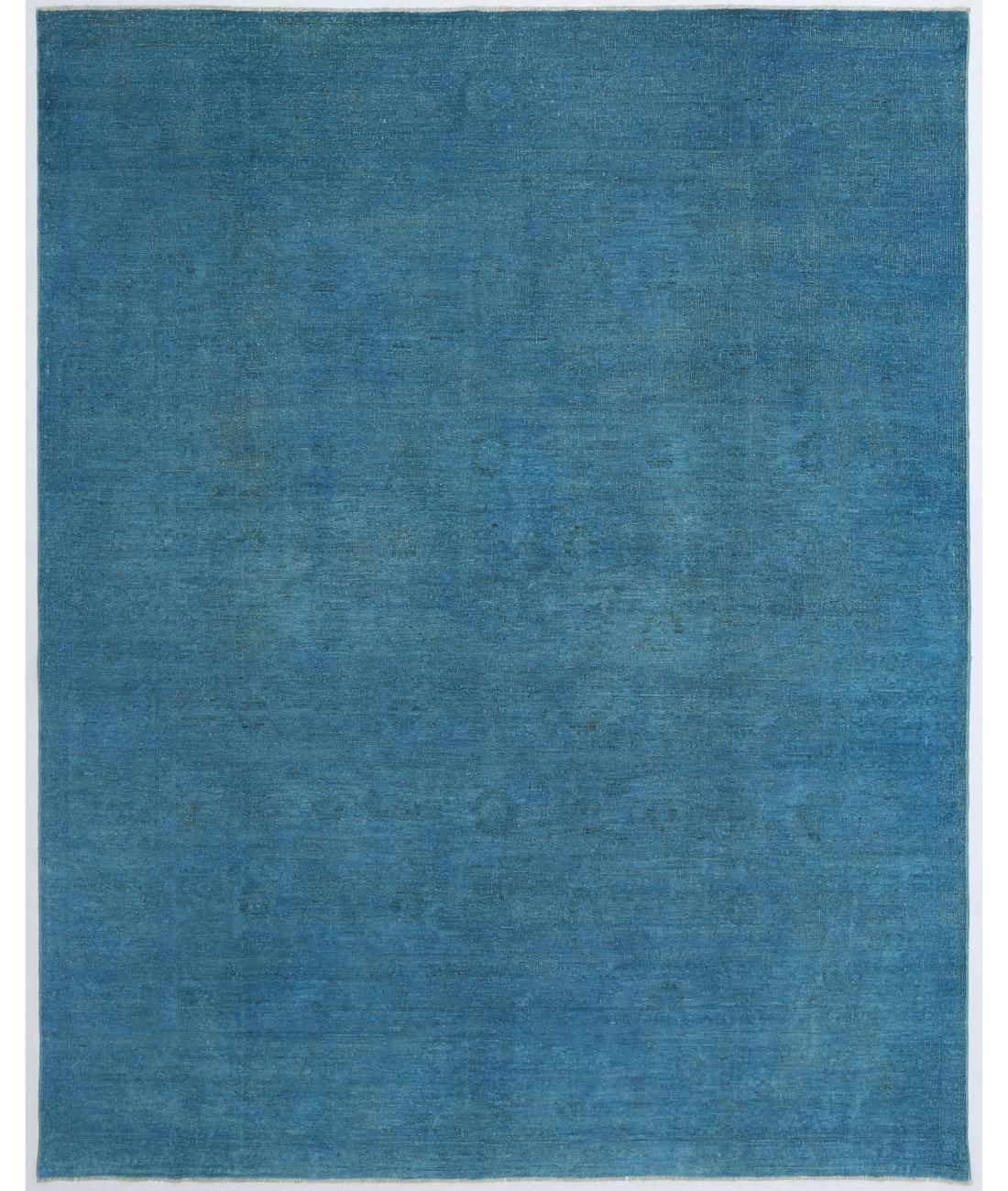 Hand Knotted Overdye Wool Rug - 7'9'' x 9'8'' 7' 9" X 9' 8" ( 236 X 295 ) / Blue / Blue