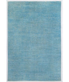 Hand Knotted Overdye Wool Rug - 6'6'' x 9'7'' 6' 6" X 9' 7" ( 198 X 292 ) / Blue / Blue