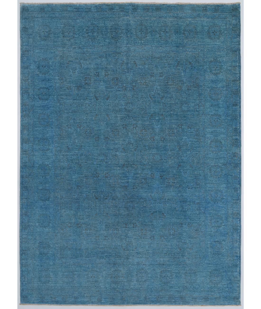 Hand Knotted Overdye Wool Rug - 6'3'' x 8'5'' 6' 3" X 8' 5" ( 191 X 257 ) / Blue / Blue