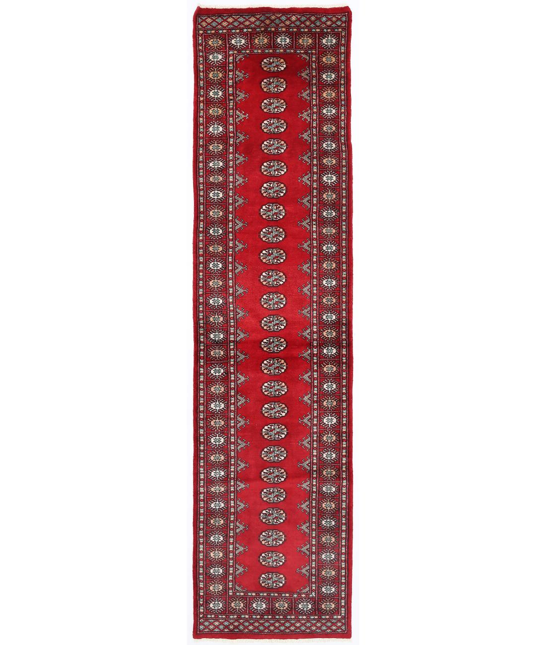 Hand Knotted Tribal Bokhara Wool Rug - 2'7'' x 10'4'' 2' 7" X 10' 4" ( 79 X 315 ) / Red / Ivory