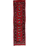 Hand Knotted Tribal Bokhara Wool Rug - 2'7'' x 9'8'' 2' 7" X 9' 8" ( 79 X 295 ) / Red / Ivory