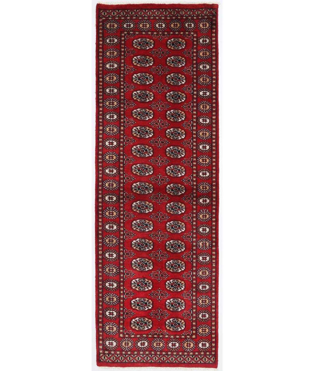 Hand Knotted Tribal Bokhara Wool Rug - 2'9'' x 8'0'' 2' 9" X 8' 0" ( 84 X 244 ) / Red / Ivory