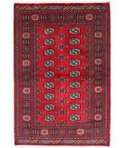 Hand Knotted Tribal Bokhara Wool Rug - 4'0'' x 6'0'' 4' 0" X 6' 0" ( 122 X 183 ) / Red / Ivory