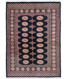 Hand Knotted Tribal Bokhara Wool Rug - 3'11'' x 5'5'' 3' 11" X 5' 5" ( 119 X 165 ) / Black / Ivory