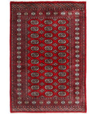 Hand Knotted Tribal Bokhara Wool Rug - 4'1'' x 6'0'' 4' 1" X 6' 0" ( 124 X 183 ) / Red / Ivory