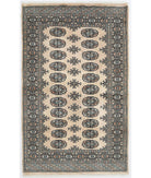 Hand Knotted Tribal Bokhara Wool Rug - 3'0'' x 4'10'' 3' 0" X 4' 10" ( 91 X 147 ) / Ivory / Blue