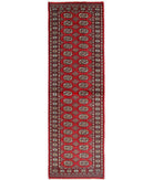 Hand Knotted Tribal Bokhara Wool Rug - 2'8'' x 8'2'' 2' 8" X 8' 2" ( 81 X 249 ) / Red / Ivory