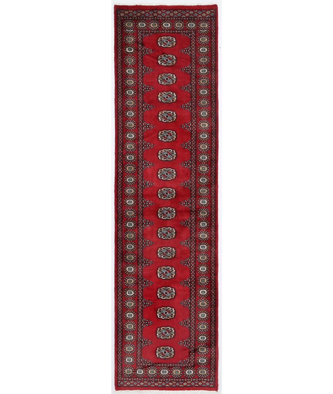Hand Knotted Tribal Bokhara Wool Rug - 2'7'' x 9'10'' 2' 7" X 9' 10" ( 79 X 300 ) / Red / Ivory