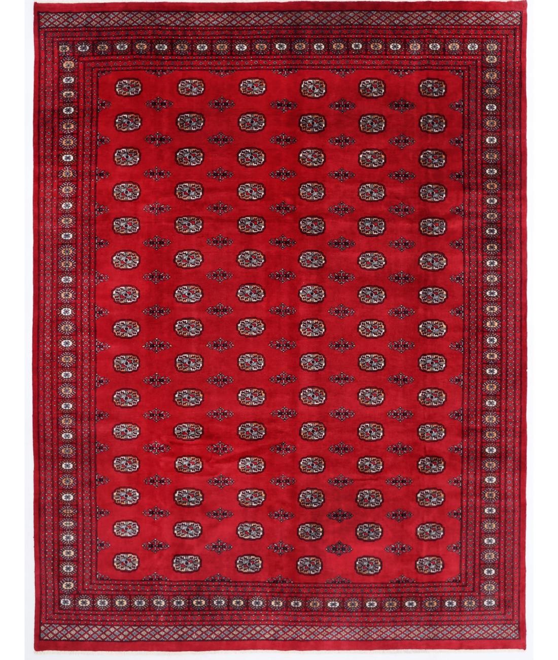 Hand Knotted Tribal Bokhara Wool Rug - 9'2'' x 12'1'' 9' 2" X 12' 1" ( 279 X 368 ) / Red / Red