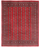 Hand Knotted Tribal Bokhara Wool Rug - 8'0'' x 9'11'' 8' 0" X 9' 11" ( 244 X 302 ) / Red / Red