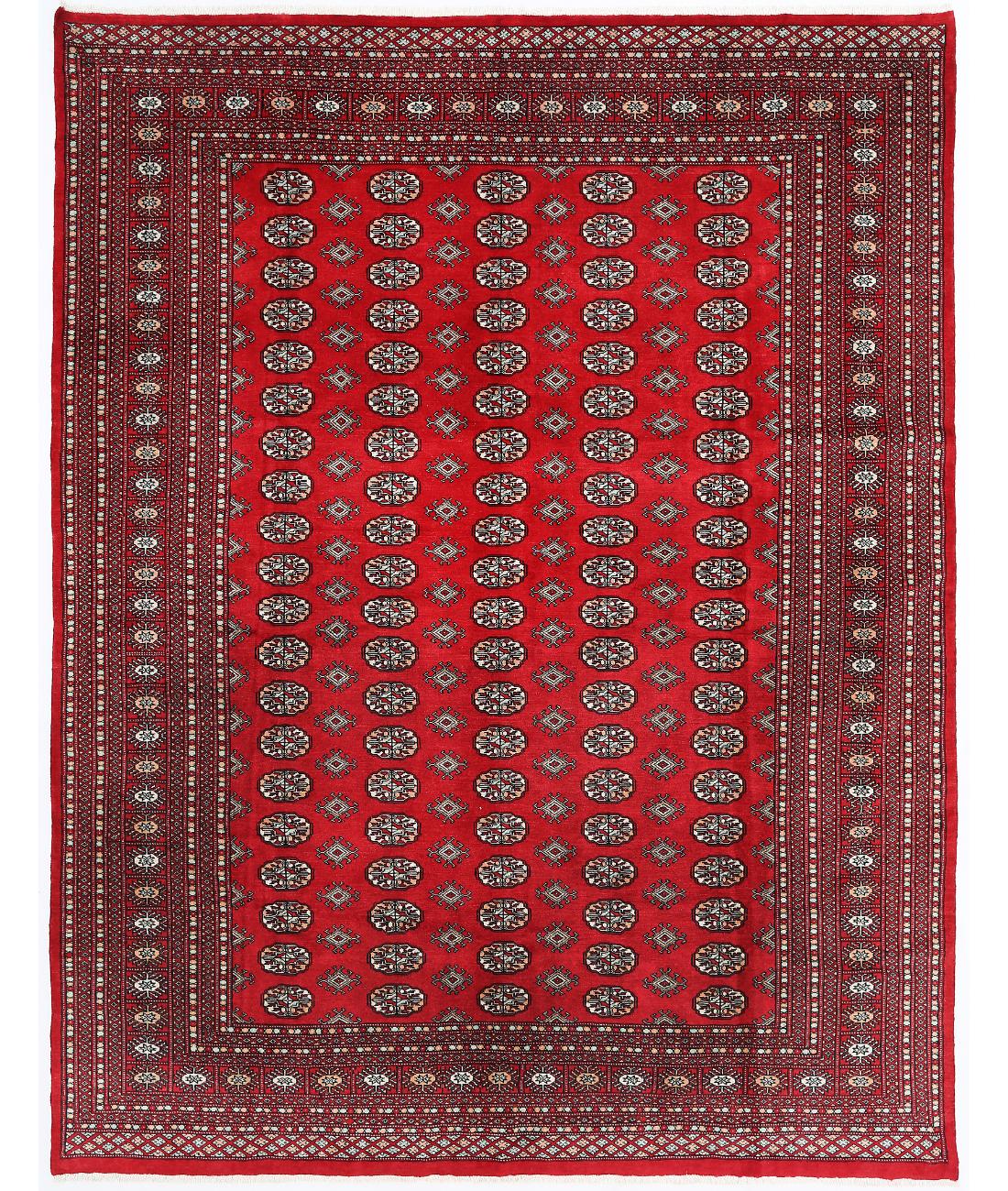 Hand Knotted Tribal Bokhara Wool Rug - 8'0'' x 10'3'' 8' 0" X 10' 3" ( 244 X 312 ) / Red / Red