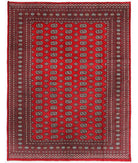 Hand Knotted Tribal Bokhara Wool Rug - 8'0'' x 10'3'' 8' 0" X 10' 3" ( 244 X 312 ) / Red / Red