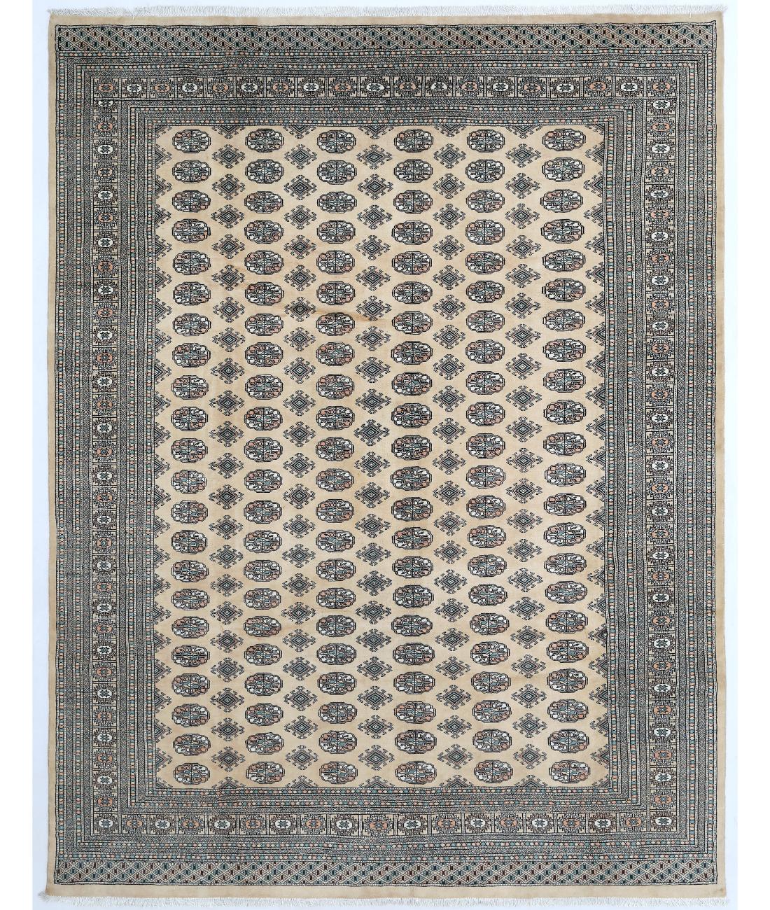 Hand Knotted Tribal Bokhara Wool Rug - 9'0'' x 11'9'' 9' 0" X 11' 9" ( 274 X 358 ) / Ivory / Blue