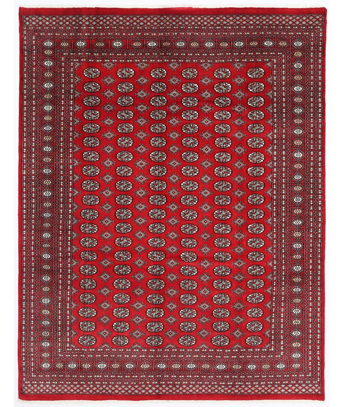 Hand Knotted Tribal Bokhara Wool Rug - 8'0'' x 10'1'' 8' 0" X 10' 1" ( 244 X 307 ) / Red / Red
