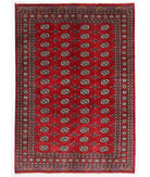 Hand Knotted Tribal Bokhara Wool Rug - 6'1'' x 8'8'' 6' 1" X 8' 8" ( 185 X 264 ) / Red / Red