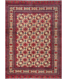 Hand Knotted Afghan Khal Muhammadi Wool Rug - 6'9'' x 9'9'' 6' 9" X 9' 9" ( 206 X 297 ) / Beige / Red