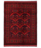 Hand Knotted Afghan Khal Muhammadi Wool Rug - 4'9'' x 6'4'' 4' 9" X 6' 4" ( 145 X 193 ) / Red / Blue