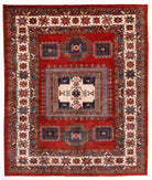 Hand Knotted Nomadic Caucasian Humna Wool Rug - 8'2'' x 9'10'' 8' 2" X 9' 10" ( 249 X 300 ) / Rust / Ivory