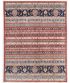 Hand Knotted Ziegler Farhan Gul Wool Rug - 8'0'' x 10'0'' 8' 0" X 10' 0" ( 244 X 305 ) / Red / Blue