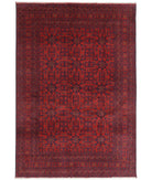 Hand Knotted Afghan Khal Muhammadi Wool Rug - 6'8'' x 9'8'' 6' 8" X 9' 8" ( 203 X 295 ) / Red / Blue