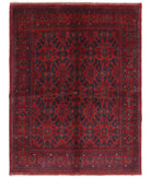 Hand Knotted Afghan Khal Muhammadi Wool Rug - 4'11'' x 6'3'' 4' 11" X 6' 3" ( 150 X 191 ) / Red / Blue