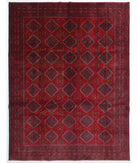 Hand Knotted Afghan Khamyab Wool Rug - 9'9'' x 12'8'' 9' 9" X 12' 8" ( 297 X 386 ) / Red / Blue