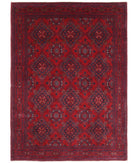 Hand Knotted Afghan Khal Muhammadi Wool Rug - 5'10'' x 7'9'' 5' 10" X 7' 9" ( 178 X 236 ) / Red / Blue