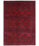 Hand Knotted Afghan Khal Muhammadi Wool Rug - 6'8'' x 9'5'' 6' 8" X 9' 5" ( 203 X 287 ) / Red / Blue