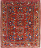 Hand Knotted Nomadic Caucasian Humna Wool Rug - 8'2'' x 10'0'' 8' 2" X 10' 0" ( 249 X 305 ) / Rust / Blue