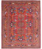 Hand Knotted Nomadic Caucasian Humna Wool Rug - 8'0'' x 10'0'' 8' 0" X 10' 0" ( 244 X 305 ) / Red / Blue