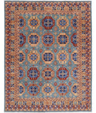 Hand Knotted Nomadic Caucasian Humna Wool Rug - 9'1'' x 11'10'' 9' 1" X 11' 10" ( 277 X 361 ) / Teal / Gold