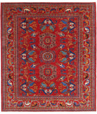 Hand Knotted Nomadic Caucasian Humna Wool Rug - 8'4'' x 9'8'' 8' 4" X 9' 8" ( 254 X 295 ) / Red / Blue