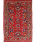 Hand Knotted Nomadic Caucasian Humna Wool Rug - 6'0'' x 8'9'' 6' 0" X 8' 9" ( 183 X 267 ) / Red / Blue