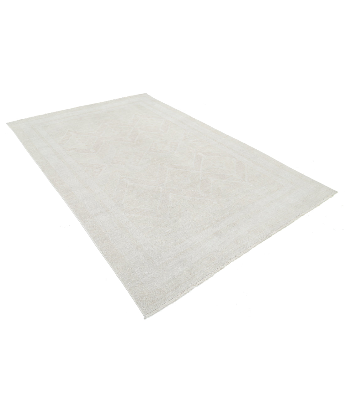 Oushak 5' 11" X 8' 10" Hand-Knotted Wool Rug 5' 11" X 8' 10" (180 X 269) / Ivory / Taupe