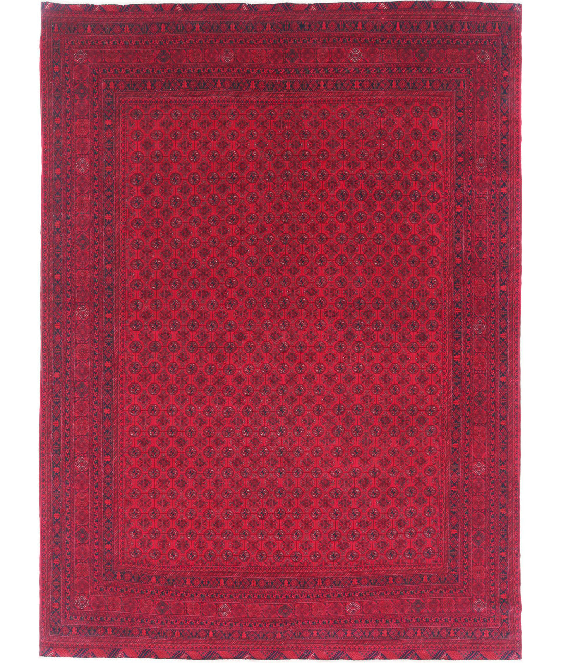 Afghan 7'9'' X 10'8'' Hand-Knotted Wool Rug 7'9'' x 10'8'' (233 X 320) / Red / Red