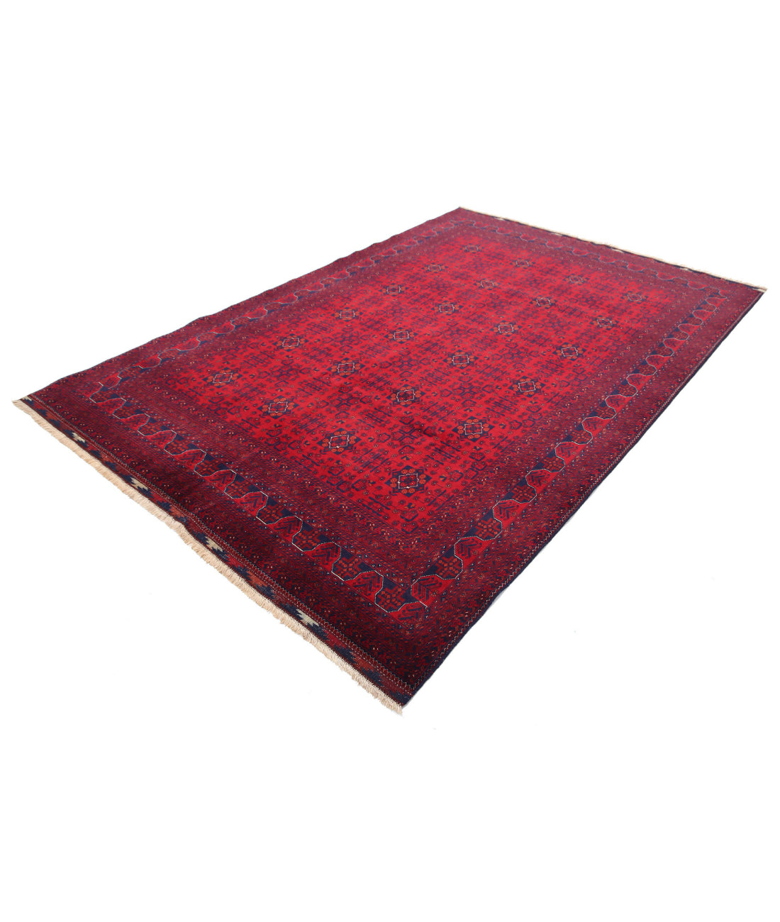 Afghan 6'6'' X 9'7'' Hand-Knotted Wool Rug 6'6'' x 9'7'' (195 X 288) / Red / Red