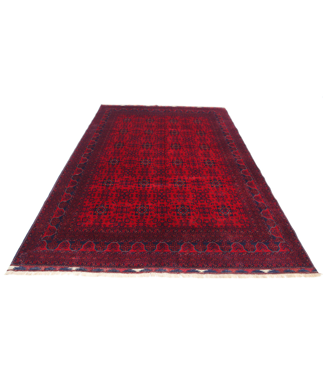 Afghan 6'6'' X 9'7'' Hand-Knotted Wool Rug 6'6'' x 9'7'' (195 X 288) / Red / Red