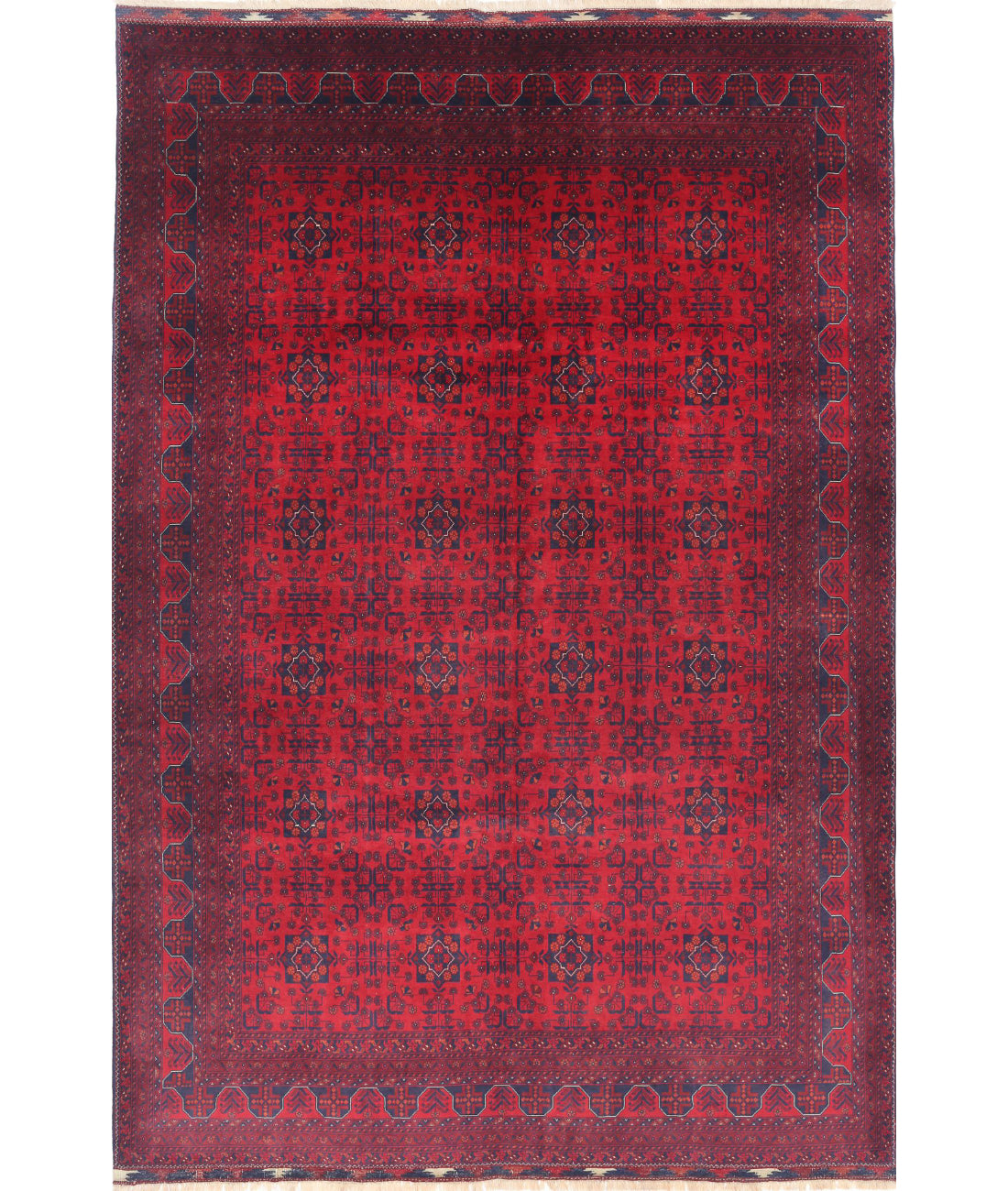 Afghan 6'6'' X 9'7'' Hand-Knotted Wool Rug 6'6'' x 9'7'' (195 X 288) / Red / Red