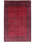 Afghan 6'6'' X 9'7'' Hand-Knotted Wool Rug 6'6'' x 9'7'' (195 X 288) / Red / Red