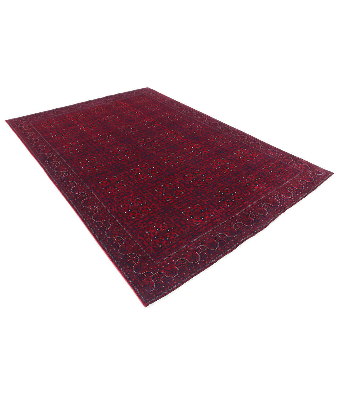 Afghan 6'6'' X 9'2'' Hand-Knotted Wool Rug 6'6'' x 9'2'' (195 X 275) / Red / Red