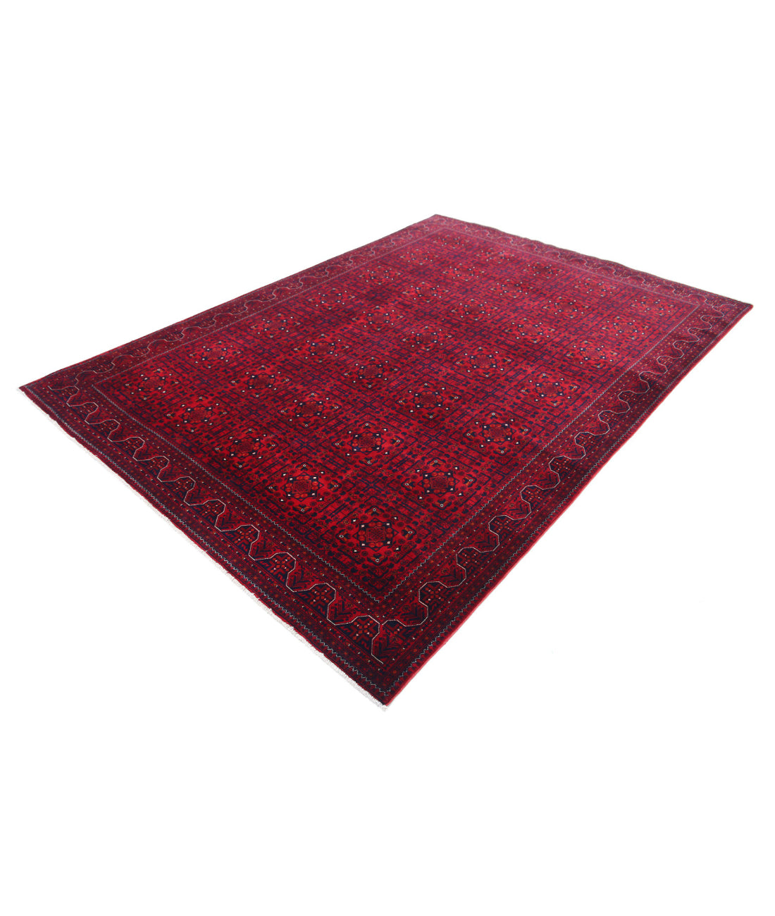 Afghan 6'6'' X 9'2'' Hand-Knotted Wool Rug 6'6'' x 9'2'' (195 X 275) / Red / Red