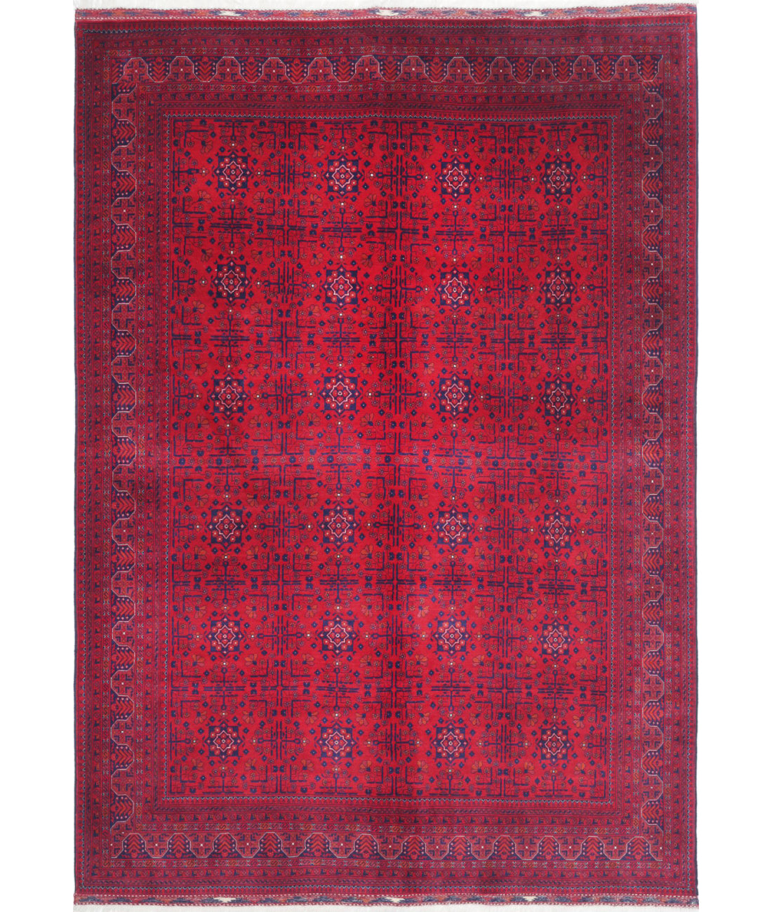 Afghan 6'5'' X 9'5'' Hand-Knotted Wool Rug 6'5'' x 9'5'' (193 X 283) / Red / Red