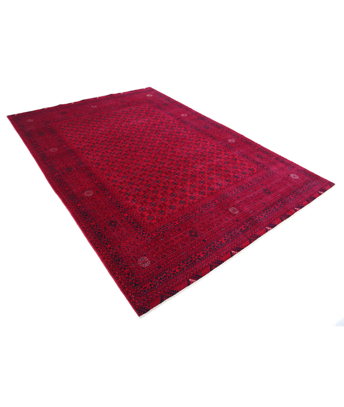 Afghan 6'6'' X 9'3'' Hand-Knotted Wool Rug 6'6'' x 9'3'' (195 X 278) / Red / Red