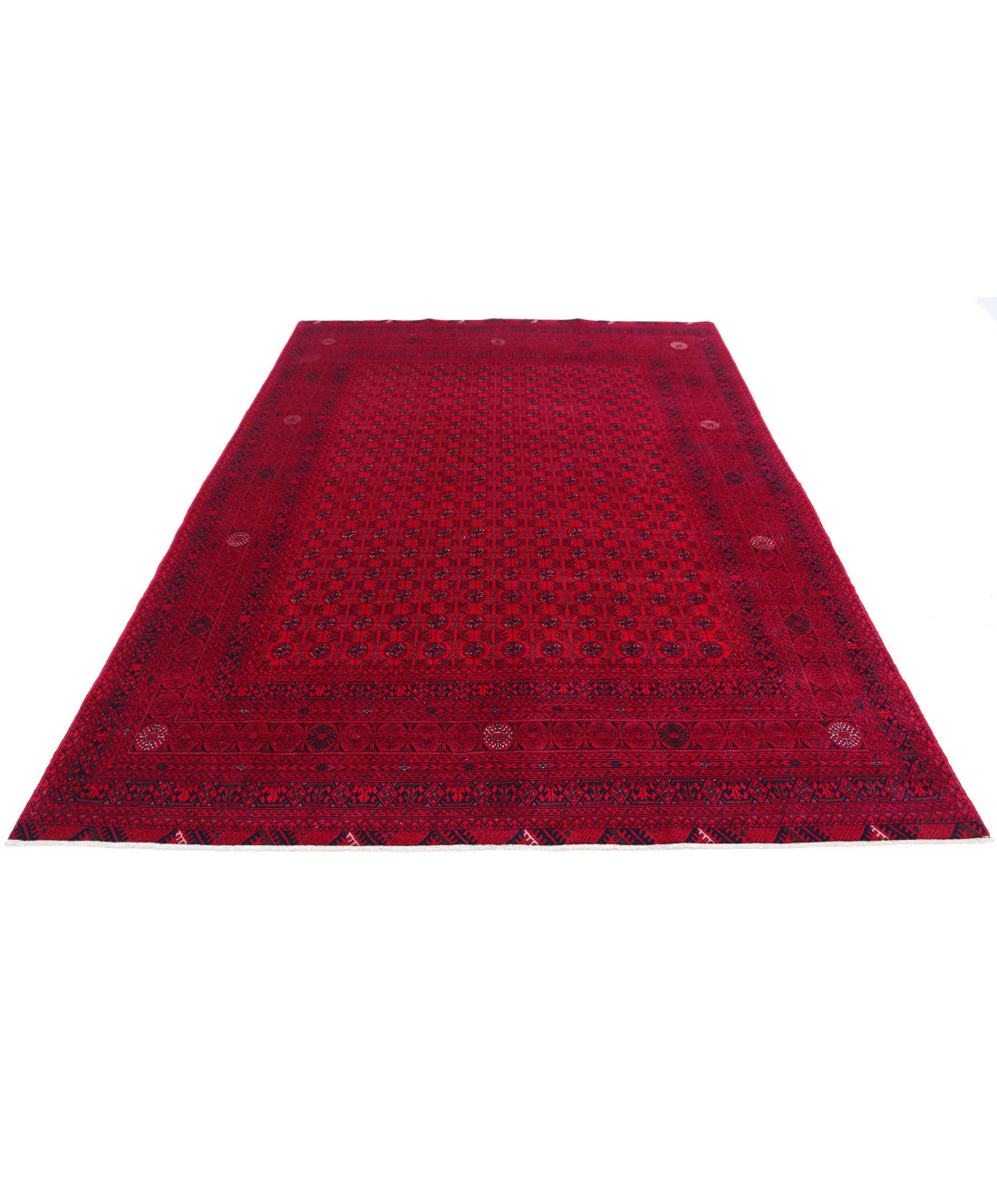 Afghan 6'6'' X 9'3'' Hand-Knotted Wool Rug 6'6'' x 9'3'' (195 X 278) / Red / Red